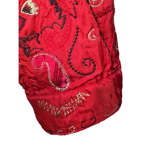 Laura Ashley Womens Embroidered Quilted Jacket L Red Stain Designed - Picture 9 of 14